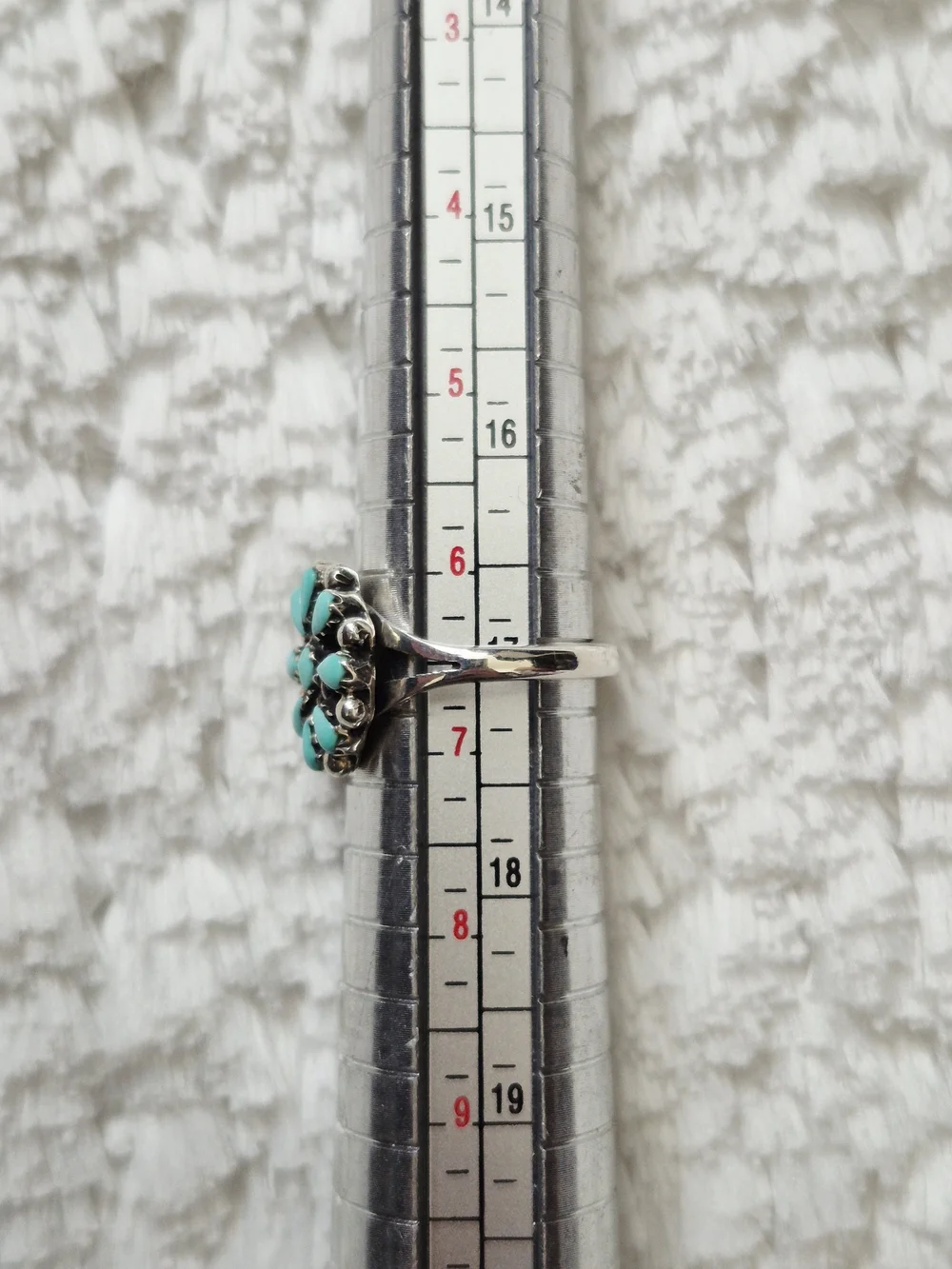 Vintage Sterling Silver Turquoise Cluster Floral Ring